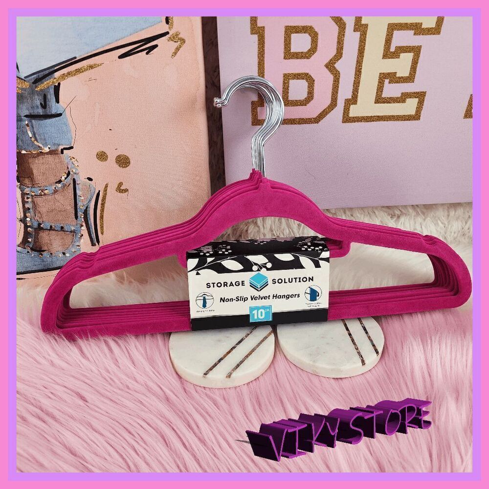 💕 NWT Velvet Hanger Fuchsia Non-slip Storage Solution 10 Pack #7136 💕